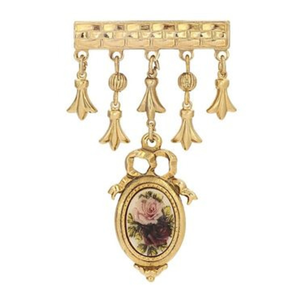 2028 Gold-Tone Manor House Oval Drop Barpin